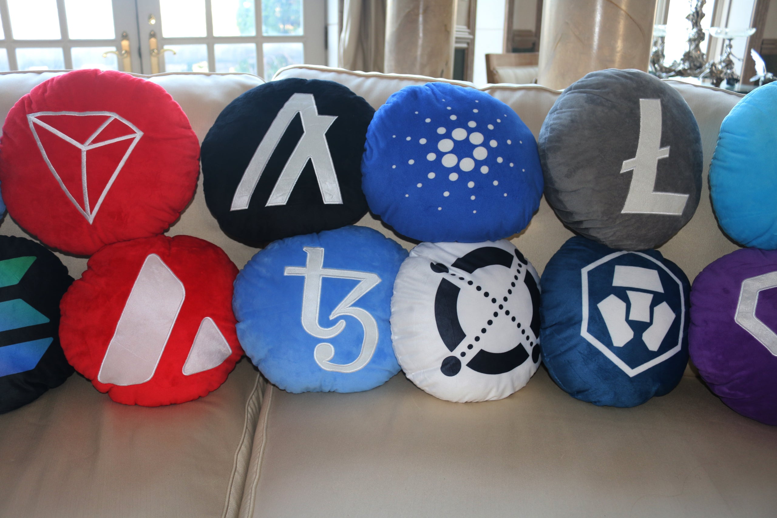  Ripple Pillows - Embroidered Round Stuffed Plush Crypto Pillow  by BlockCraft.Shop XRP Plush XRP Pillow : Home & Kitchen